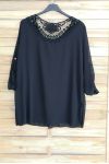 LARGE SIZE TUNIC TOP LACE 3056 BLACK