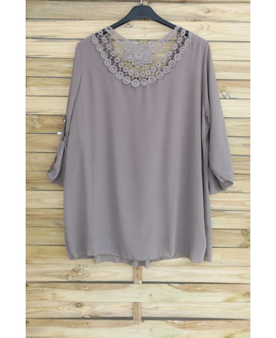 GRANDE TAILLE TUNIQUE DENTELLE 3056 TAUPE