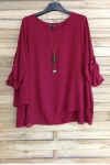 GRANDE TAILLE TUNIQUE SUPERPOSEE + COLLIER OFFERT 3054 BORDEAUX