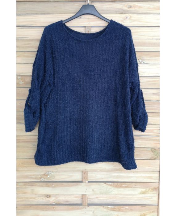 GRANDE TAILLE PULL DOUX 3053 BLEU MARINE