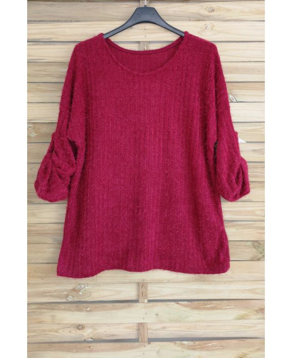 GRANDE TAILLE PULL DOUX 3053 BORDEAUX