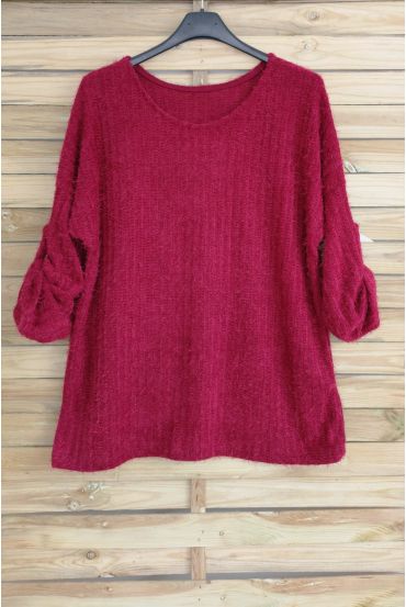 GRANDE TAILLE PULL DOUX 3053 BORDEAUX