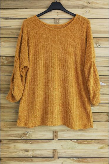 GRANDE TAILLE PULL DOUX 3053 MOUTARDE