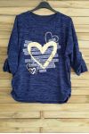 LARGE SIZE PULL FLOCKING HEART 3052 NAVY BLUE