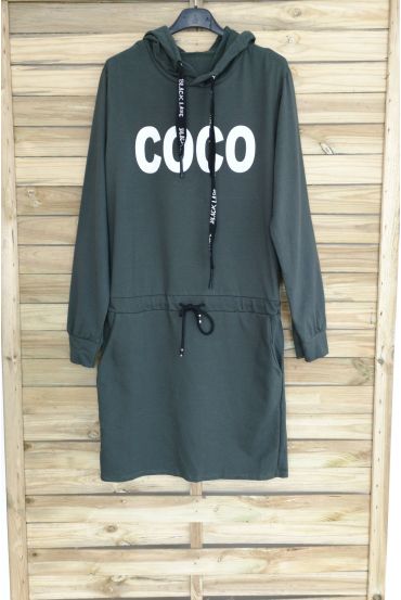 DRESS HAS HOODY COCO 3063 MILITARY GREEN