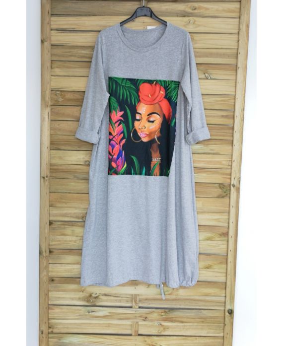 VESTIDO LARGO OVERSIZE MUJERES 3060 GRIS