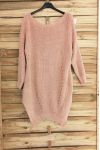 PULL TUNIQUE LONG AJOURE 3066 ROSE