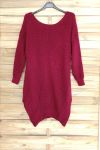 SWETER TUNIKA DŁUGI AJOURE 3066 BORDEAUX