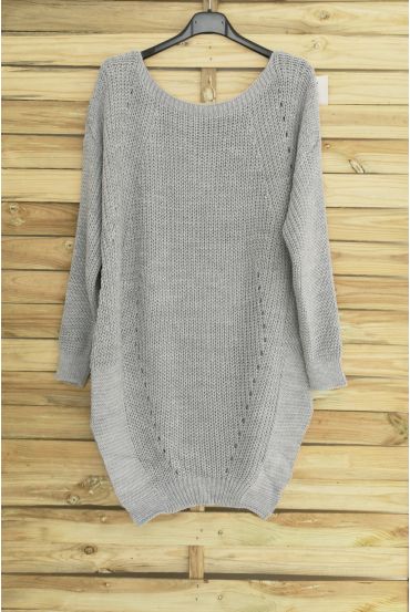 MAGLIONE TUNICA LUNGA AJOURE 3066 GRIGIO