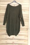 PULL TUNIQUE LONG AJOURE 3066 VERT MILITAIRE