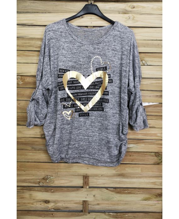 LARGE SIZE PULL FLOCKING HEART 3052 GREY