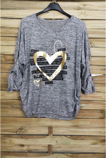 LARGE SIZE PULL FLOCKING HEART 3052 GREY