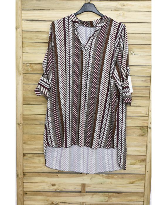 LARGE SIZE BLOUSE PRINTS GEOMETRICS 3089 BORDEAUX