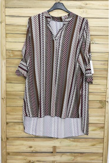 LARGE SIZE BLOUSE PRINTS GEOMETRICS 3089 BORDEAUX