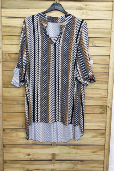 LARGE SIZE BLOUSE PRINTS GEOMETRICS 3089 BLUE