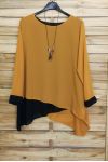 LARGE SIZE TUNIC SUPERPOSEE + NECKLACE OFFERED 3075 MUSTARD