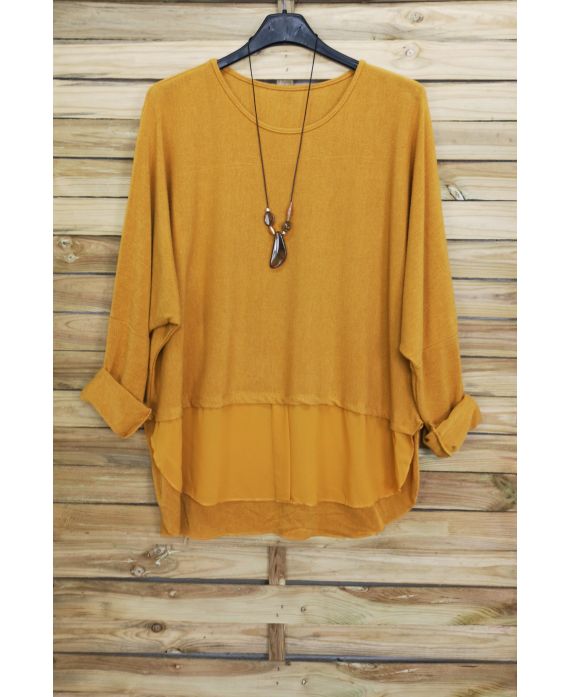 LARGE SIZE PULL BI-MATTER + NECKLACE OFFERED 3077 MUSTARD