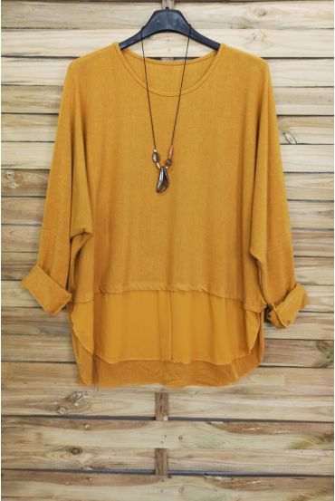 LARGE SIZE PULL BI-MATTER + NECKLACE OFFERED 3077 MUSTARD