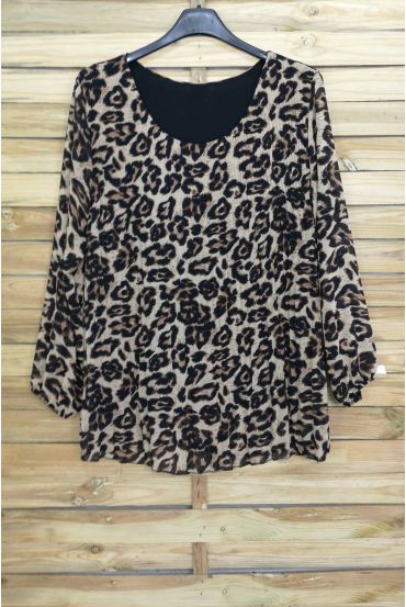 LARGE SIZE TUNIC LEOPARD EFFECT, PLEATED 3076 LEOPARD