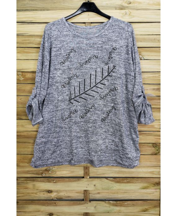 LARGE SIZE SWEATER RHINESTONE 3093 GREY