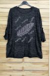 LARGE SIZE SWEATER RHINESTONE 3093 BLACK