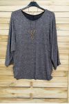 LARGE SIZE SWEATER IRISE + NECKLACE OFFERED 3073 BLACK