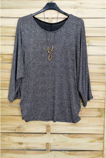 LARGE SIZE SWEATER IRISE + NECKLACE OFFERED 3073 BLACK