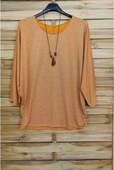 LARGE SIZE SWEATER IRISE + NECKLACE OFFERED 3073 MUSTARD