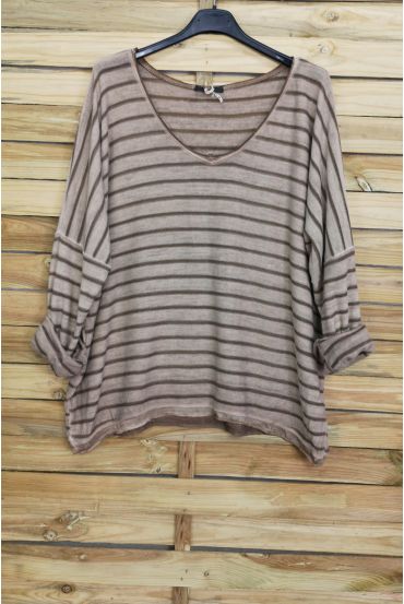 PULL COL V 3087 TAUPE