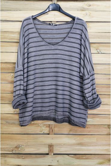 PULL COL V 3087 GRIS