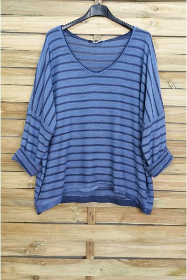 PULL COL V 3087 BLEU