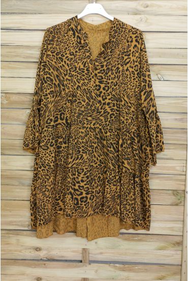 JURK TUNIEK OVERSIZE LEOPARD 3080 MOSTERD