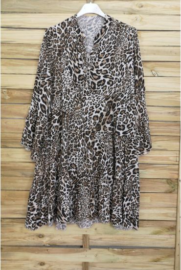 SUKIENKI OVERSIZE LEOPARD 3080 BEŻOWY