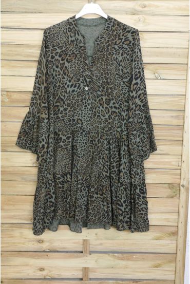 DRESS TUNIC OVERSIZE LEOPARD 3080 MILITARY GREEN