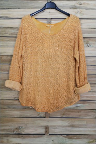 MOHAIR PULLOVER MIT PAILLETTEN BESETZT 3069 SENF