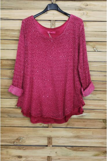 PULL MOHAIR SEQUINS 3069 BORDEAUX