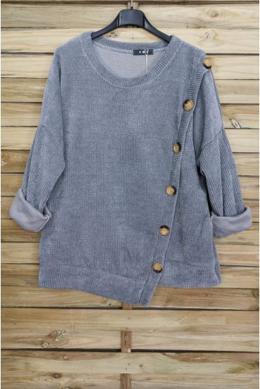 PULL VELOUR A BOUTONS 3068 GRIS