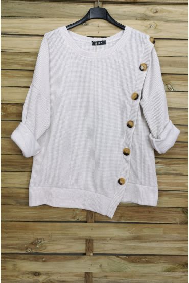 PULLOVER VELOUR BUTTONS 3068 WHITE