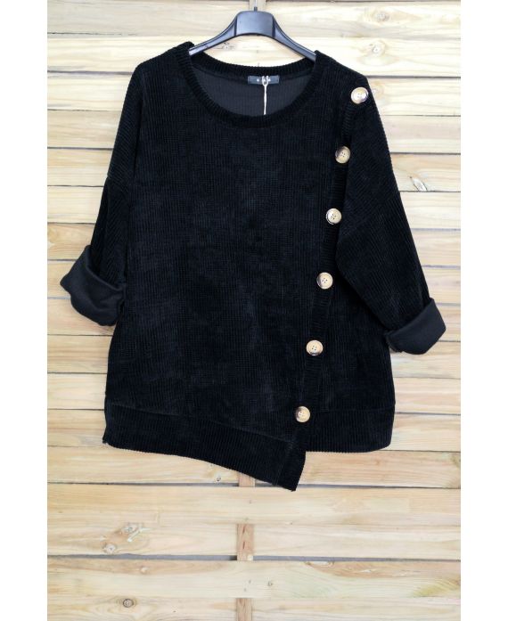 PULLOVER VELOUR BUTTONS 3068 BLACK