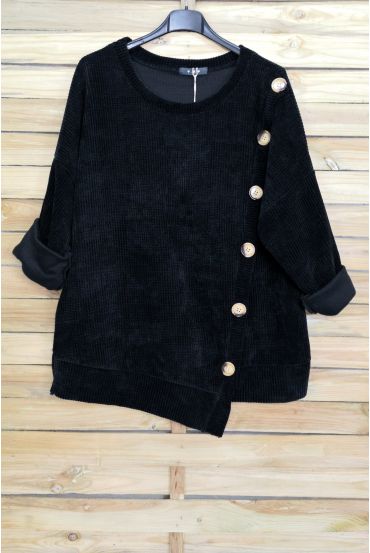 PULLOVER VELOUR BUTTONS 3068 BLACK