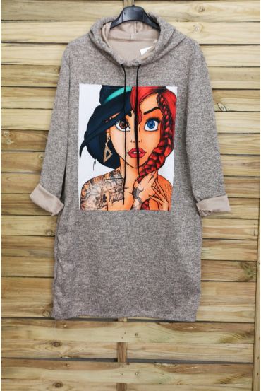 DRESS SWEATSHIRT HAS HOOD 3090 BEIGE