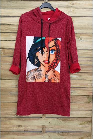 DRESS SWEATSHIRT HAS HOOD 3090 BORDEAUX