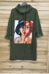 KLEID SWEATSHIRT MIT KAPUZE HAT 3090 MILITÄR GRÜN