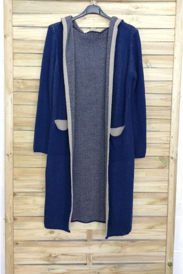 CARDIGAN LONG MOHAIR HAS HOOD 3083 NAVY BLUE