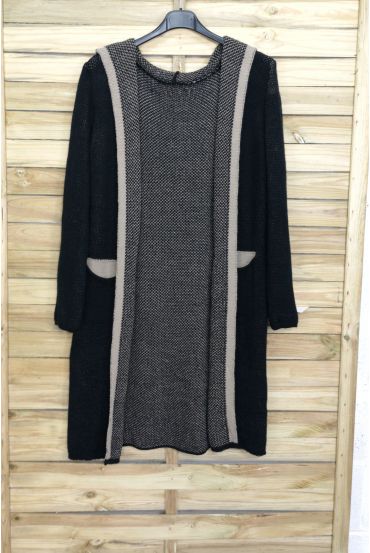 CARDIGAN LONG MOHAIR HAS HOOD 3083 BLACK