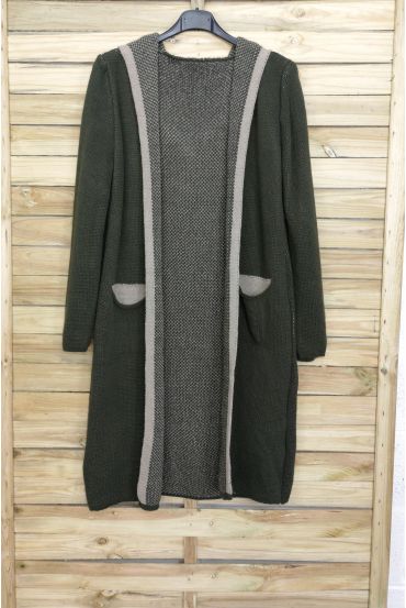 CARDIGAN LARGO DE MOHAIR HA CAMPANA 3083 VERDE MILITAR