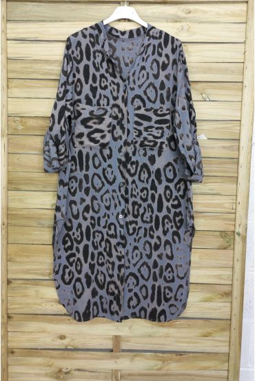 TUNIC LONG OVERSIZE LEOPARD 3095 BLUE