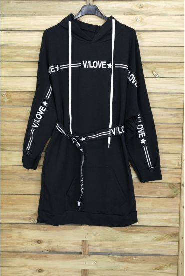 SWEAT LONG/ROBE + CEINTURE 3084 NOIR