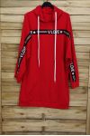 SWEAT LONG DRESS + BELT 3084 RED