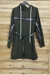 SWEAT LONG/ROBE + CEINTURE 3084 VERT MILITAIRE